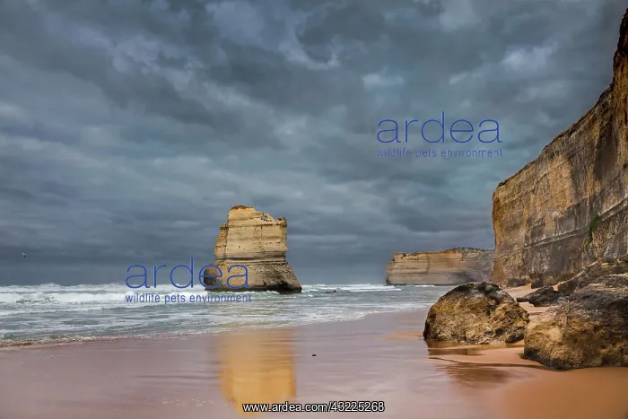 : The 12 Apostles, seen from the beach at : The 12 Apostles, seen from the beach at