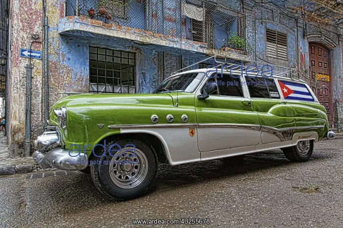 : 1950's era antique car and street scene : 1950's era antique car and street scene