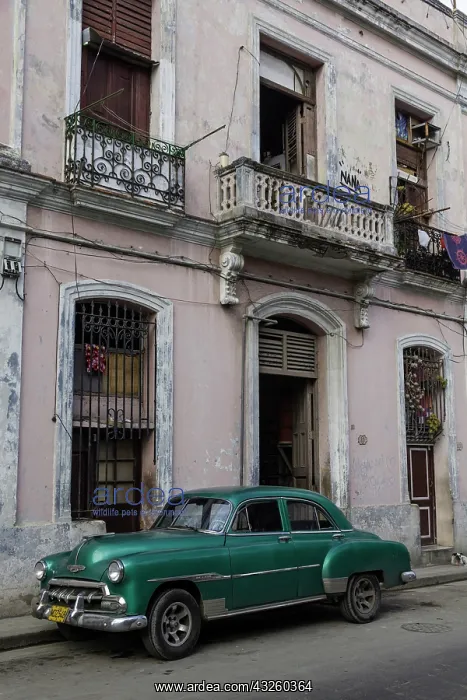 : 1950's era car parked on street in Havana : 1950's era car parked on street in Havana