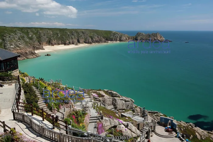 : 80181236 Coastline Porthcurno Bay, Cornwall, UK : 80181236 Coastline Porthcurno Bay, Cornwall, UK