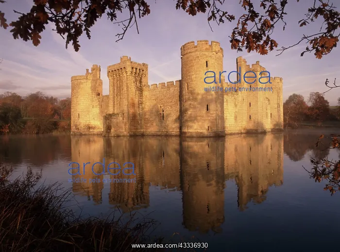 : 80183386 Bodiam Castle - moat - (built in 1385) : 80183386 Bodiam Castle - moat - (built in 1385)