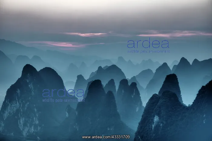 : 80185317 Limestone Karst Formations at dawn Guilin : 80185317 Limestone Karst Formations at dawn Guilin