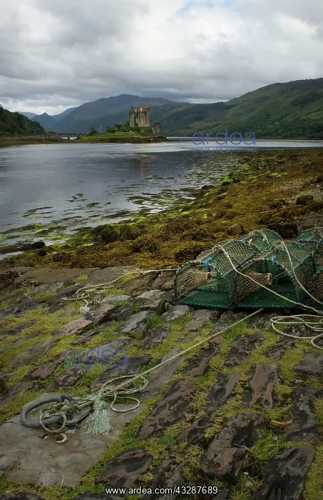 : 80186714 Eilean Donan Castle - from Loch Long - : 80186714 Eilean Donan Castle - from Loch Long -