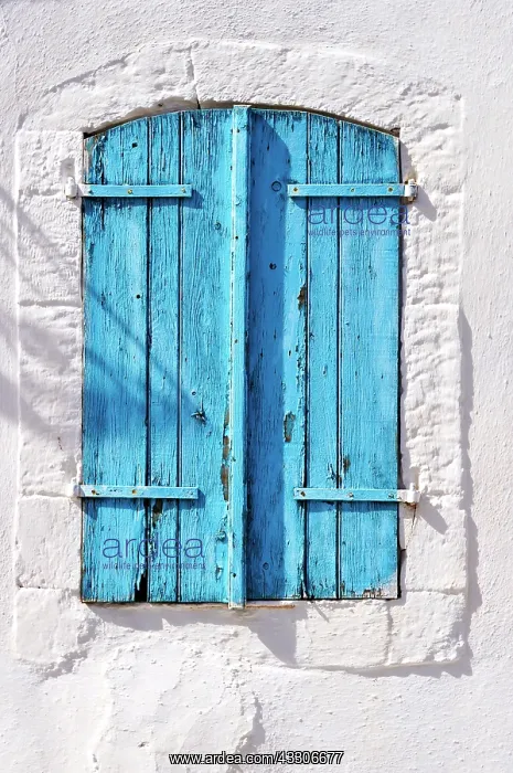 : 80190105 Blue Window Shutters - on traditional white : 80190105 Blue Window Shutters - on traditional white