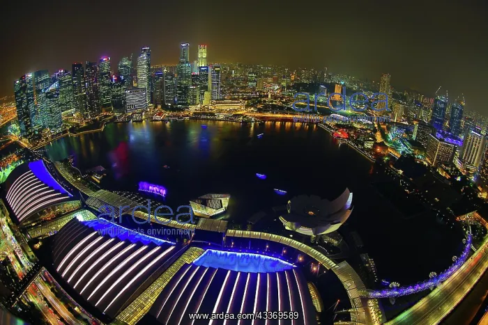 : 80194208 Singapore city skyline and Marina Bay at : 80194208 Singapore city skyline and Marina Bay at
