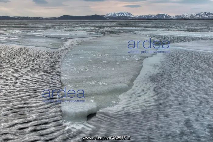 : 80195560 Frozen Lake - with Hverfjall Crater in : 80195560 Frozen Lake - with Hverfjall Crater in