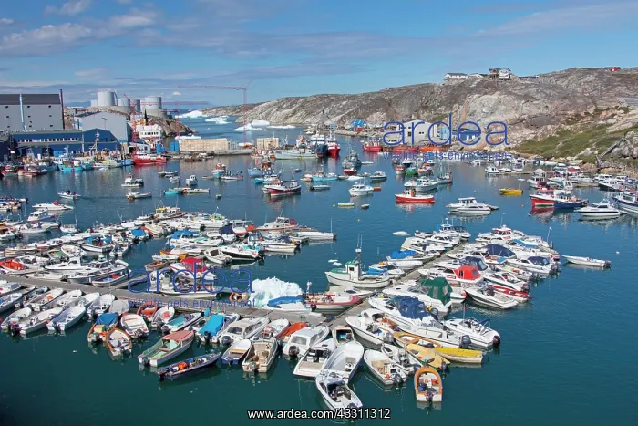 : 80200055 Motor Boats - in the harbour Ilulissat : 80200055 Motor Boats - in the harbour Ilulissat