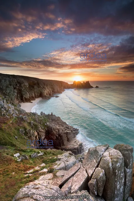 : 80200589 Seascape - Logan Rock view from Treen Cliff : 80200589 Seascape - Logan Rock view from Treen Cliff