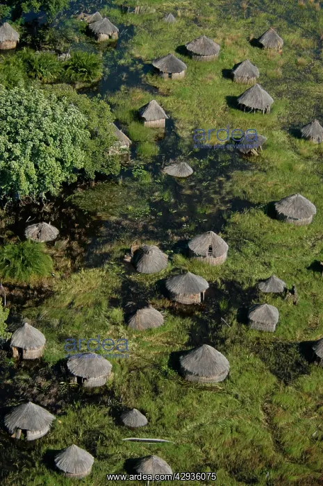: Aerial of Flooded Fishing Village : Aerial of Flooded Fishing Village