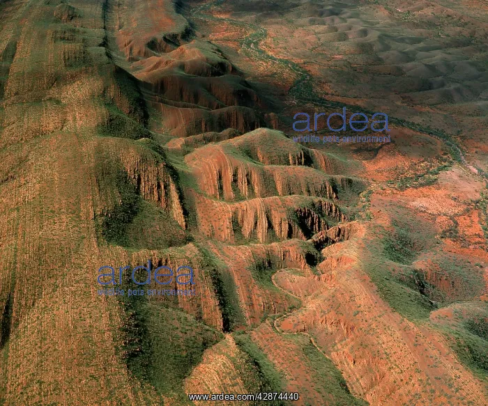 : Aerial - Folded mountains near Glen Helen & Finke Gorge : Aerial - Folded mountains near Glen Helen & Finke Gorge