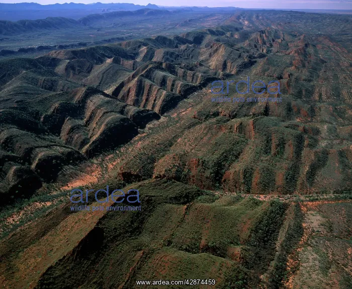 : Aerial - Folded mountains near Glen Helen & Finke Gorge : Aerial - Folded mountains near Glen Helen & Finke Gorge