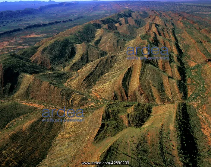 : Aerial - Folded mountains near Glen Helen & Finke Gorge : Aerial - Folded mountains near Glen Helen & Finke Gorge