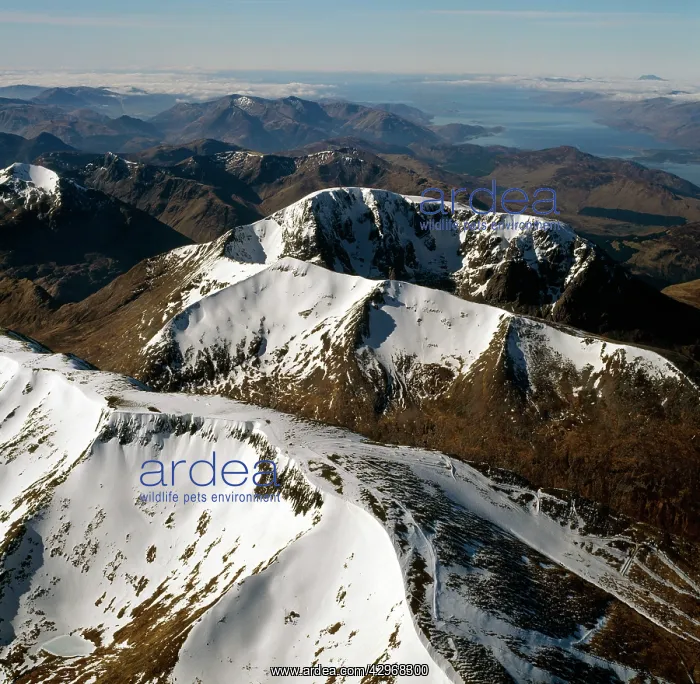 : Aerial image of Scotland, UK: Ben Nevis (Scottish : Aerial image of Scotland, UK: Ben Nevis (Scottish