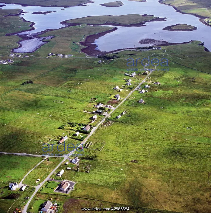 : Aerial image of Scotland, UK: Callanish, a village : Aerial image of Scotland, UK: Callanish, a village