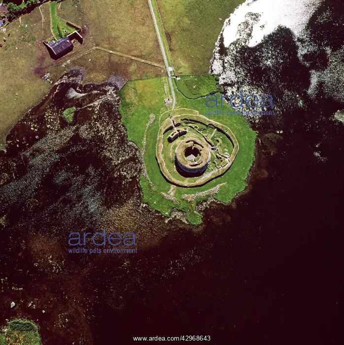 : Aerial image of Scotland, UK: Clickimin broch : Aerial image of Scotland, UK: Clickimin broch