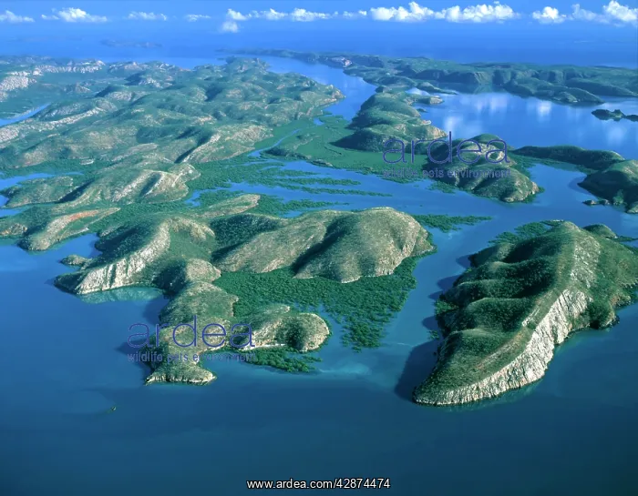 : Aerial - Islands in Talbot Bay Kimberley region : Aerial - Islands in Talbot Bay Kimberley region