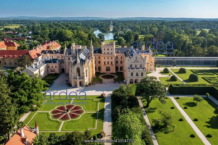 : Aerial of Lednice palace, Unesco site, Lednice?Valtice : Aerial of Lednice palace, Unesco site, Lednice?Valtice