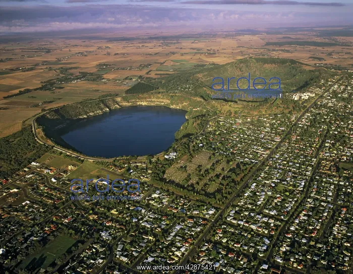: Aerial - Mount Gambier and Blue Lake South Australia : Aerial - Mount Gambier and Blue Lake South Australia