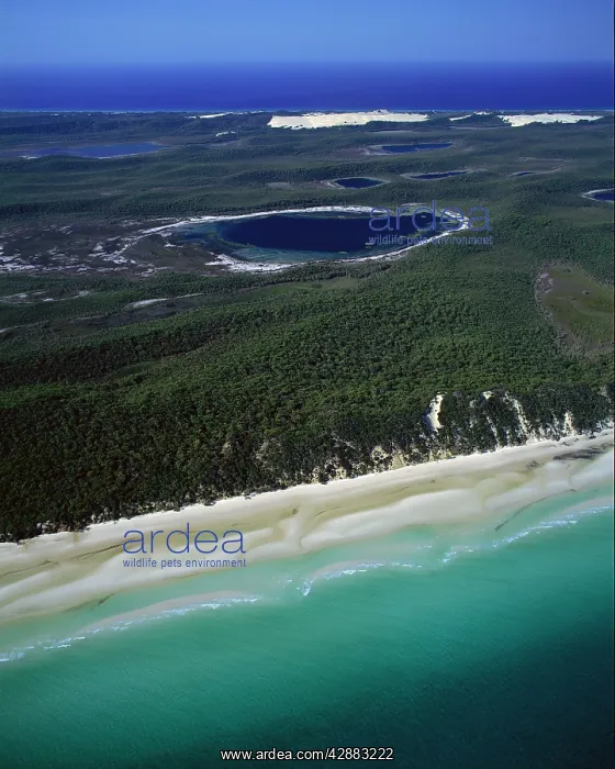 : Aerial of Platypus Bay with lakes and lagoons : Aerial of Platypus Bay with lakes and lagoons