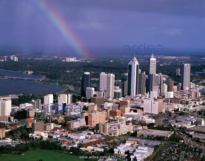 : Aerial - Rainbow over Perth : Aerial - Rainbow over Perth