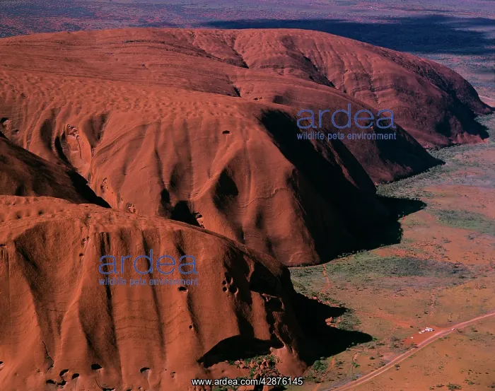 : Aerial - Uluru (Ayers Rock), base, aerial : Aerial - Uluru (Ayers Rock), base, aerial