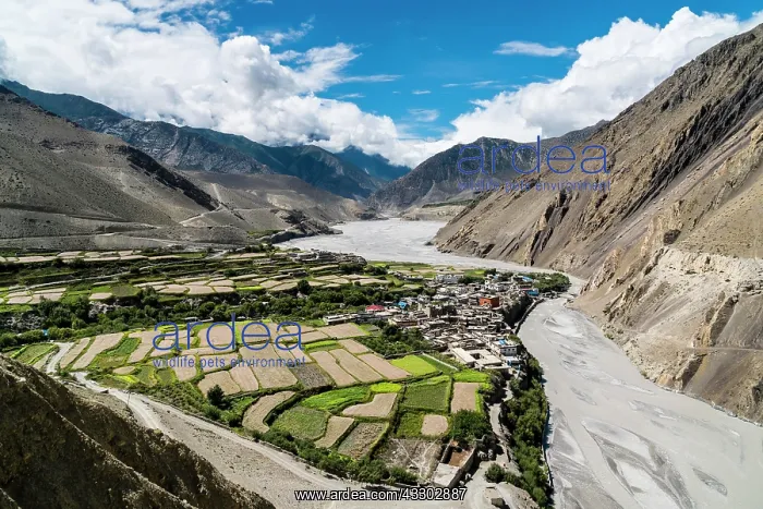 : Aerial view, agricultural landscape of Kali Gandaki : Aerial view, agricultural landscape of Kali Gandaki
