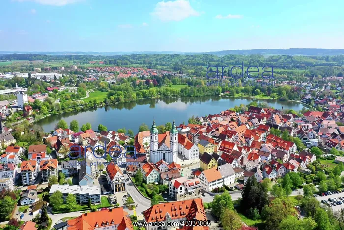 : Aerial view of Bad forest lake with the town lake : Aerial view of Bad forest lake with the town lake