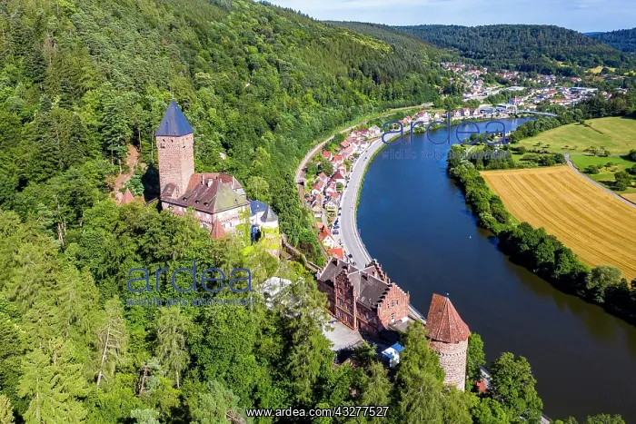 : Aerial view, Castle Zwingenburg, Zwingenberg am : Aerial view, Castle Zwingenburg, Zwingenberg am