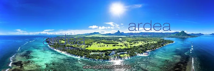 : Aerial view, Coast, Flic en Flac, Mauritius, Africa : Aerial view, Coast, Flic en Flac, Mauritius, Africa