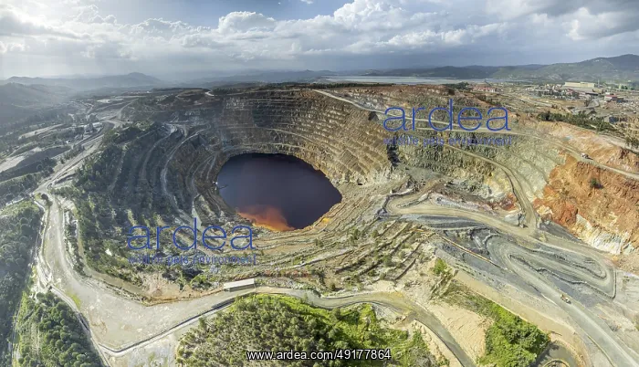 : Aerial view of Corta Atalaya open pit mine : Aerial view of Corta Atalaya open pit mine