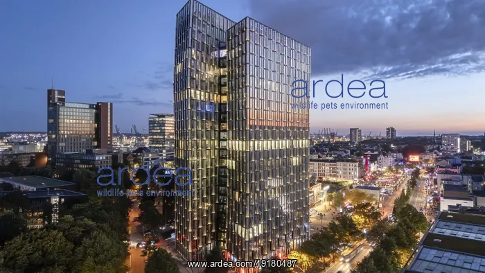 : Aerial view Dancing Towers at Blue Hour with Reeperbahn : Aerial view Dancing Towers at Blue Hour with Reeperbahn
