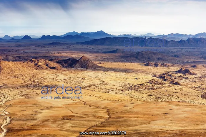 : Aerial view, desert landscape, sandy desert and : Aerial view, desert landscape, sandy desert and