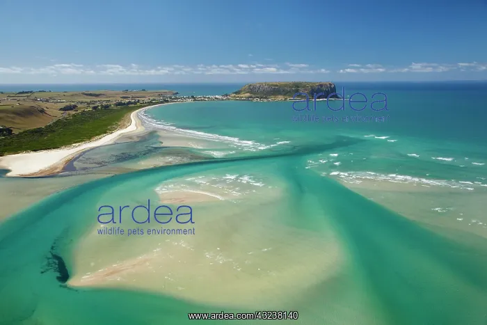 : Aerial view of estuary, Sawyer Bay, Stanley : Aerial view of estuary, Sawyer Bay, Stanley