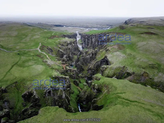 : Aerial view, FjaEr rgljfur Canyon, Southern Iceland : Aerial view, FjaEr rgljfur Canyon, Southern Iceland