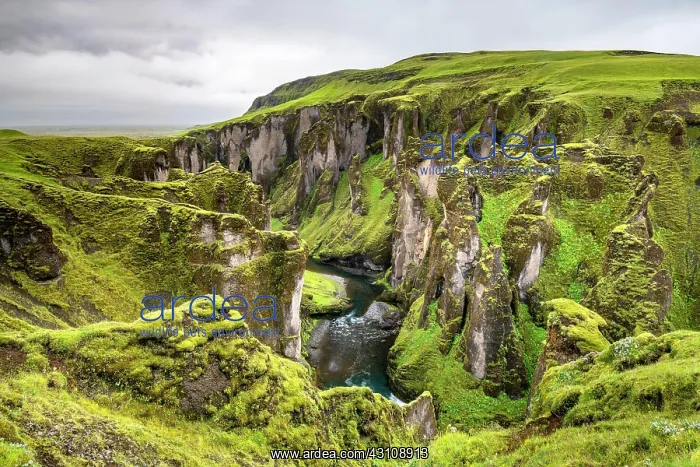 : Aerial view, FjaEr rglj£fur Canyon, Fjadrargljufur : Aerial view, FjaEr rglj£fur Canyon, Fjadrargljufur