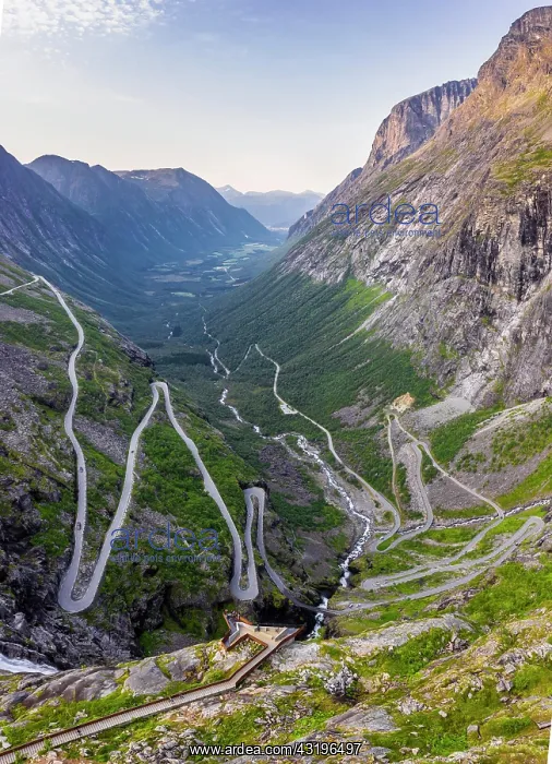  : Aerial view, hairpin bends at the mountain road