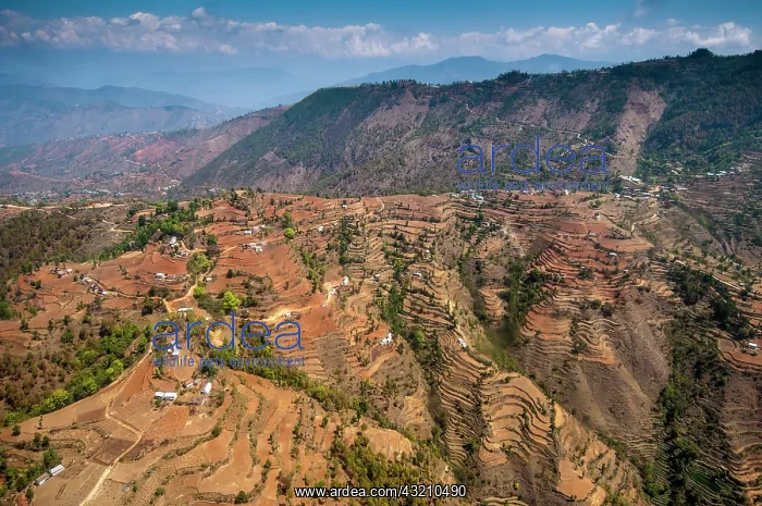 : Aerial view of houses and terraces, Nepal : Aerial view of houses and terraces, Nepal