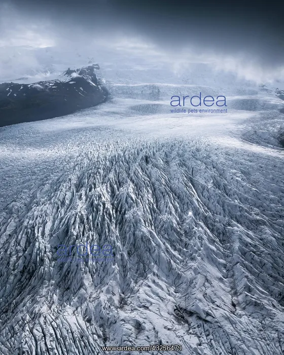 : Aerial view, ice field with crevasses, Vatnajnkull : Aerial view, ice field with crevasses, Vatnajnkull