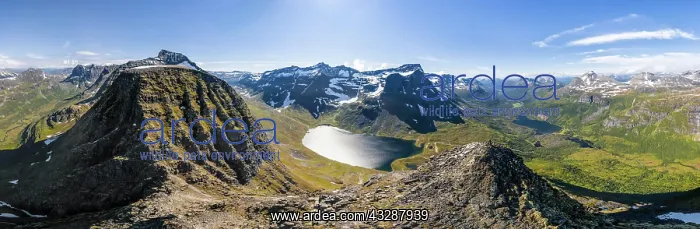 : Aerial view, Innerdalstarnet, summit and view of : Aerial view, Innerdalstarnet, summit and view of