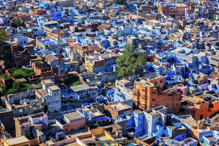 : Aerial view of Jodhpur, also known as Blue City : Aerial view of Jodhpur, also known as Blue City