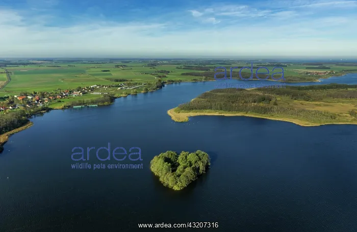 : Aerial view, Kleine Maritz Lake with a heart-shaped : Aerial view, Kleine Maritz Lake with a heart-shaped
