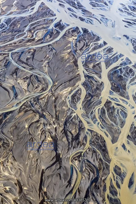 : Aerial view over the Markarfljot river delta, sandur : Aerial view over the Markarfljot river delta, sandur