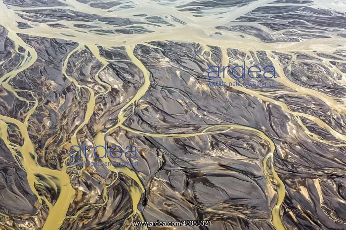: Aerial view over the Markarfljot river delta, sandur : Aerial view over the Markarfljot river delta, sandur