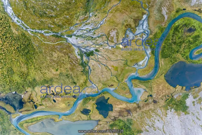 : Aerial view, meandering river landscape in the Rapa : Aerial view, meandering river landscape in the Rapa