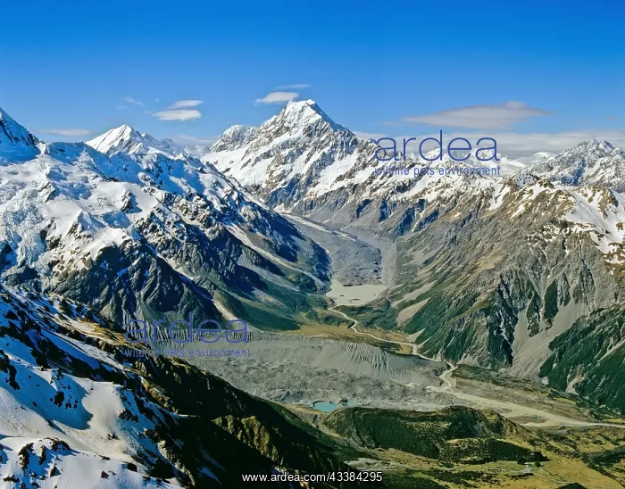 : Aerial view of Mount cook mountain range Southern Alps South : Aerial view of Mount cook mountain range Southern Alps South