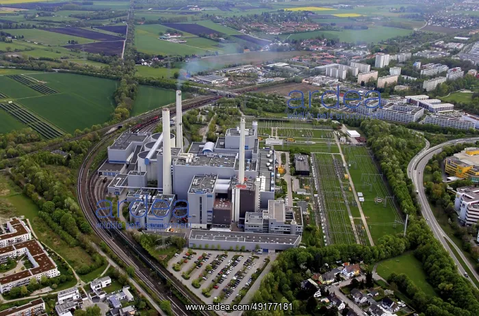 : Aerial view, Oberfohring cogeneration plant : Aerial view, Oberfohring cogeneration plant