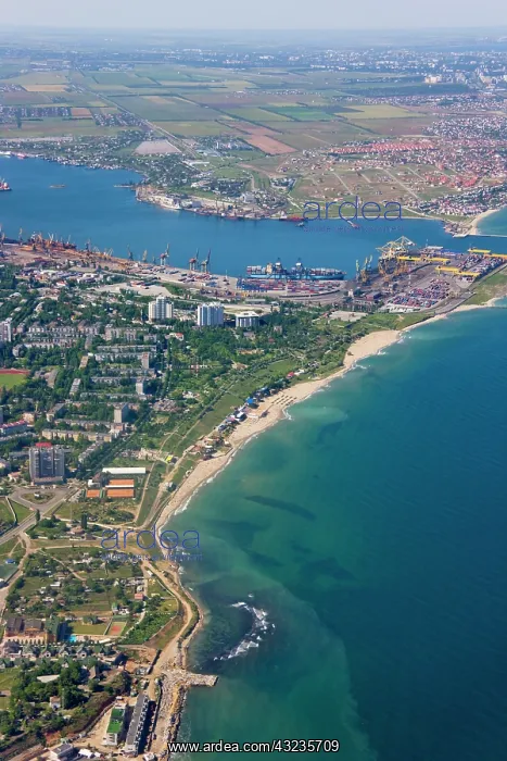 : Aerial view of Odessa along the Black Sea : Aerial view of Odessa along the Black Sea