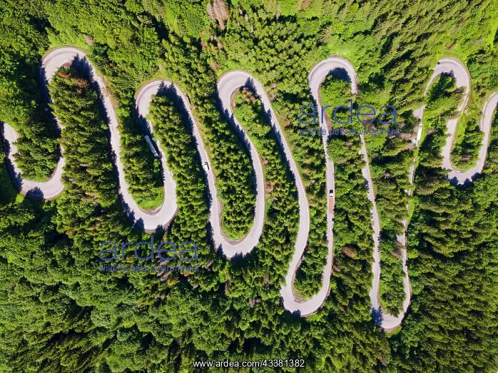 : Aerial view, pass road, Bratocea Pass, Carpathians : Aerial view, pass road, Bratocea Pass, Carpathians