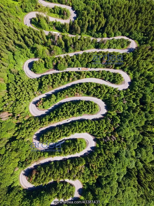 : Aerial view, pass road, Bratocea Pass, Carpathians : Aerial view, pass road, Bratocea Pass, Carpathians