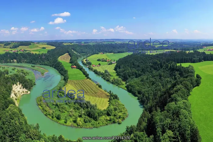 : Aerial view of the river loop on the Iller near : Aerial view of the river loop on the Iller near